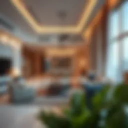 Modern living room interior of an Al Khail Gate apartment