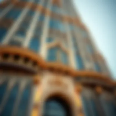 Detailed Facade of Al Rihab Tower Close-up of the intricate facade of Al Rihab Tower highlighting its unique design elements