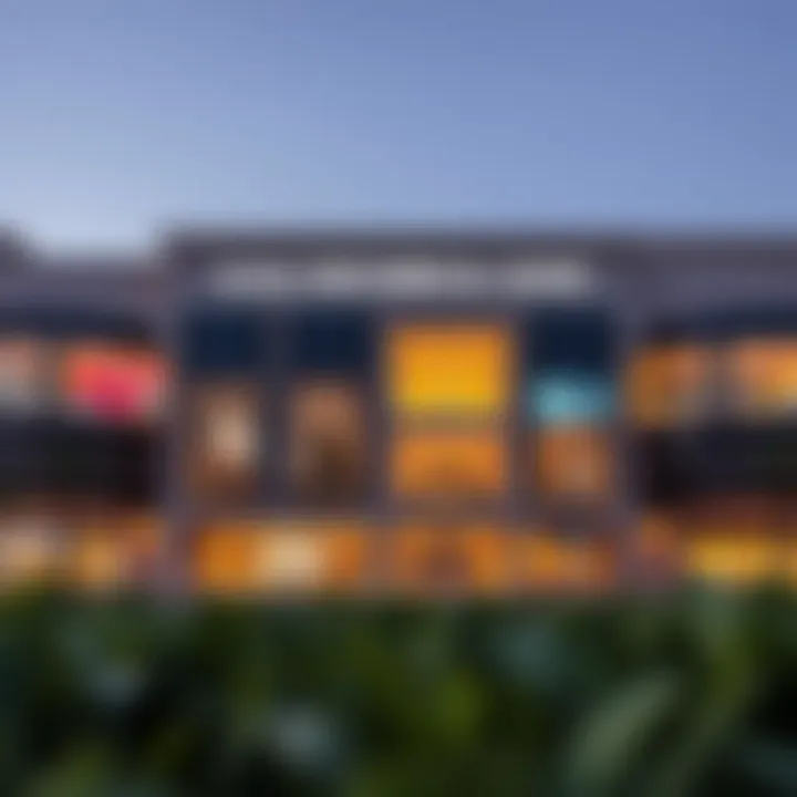 Exterior view of Al Safa Commercial Centre at dusk