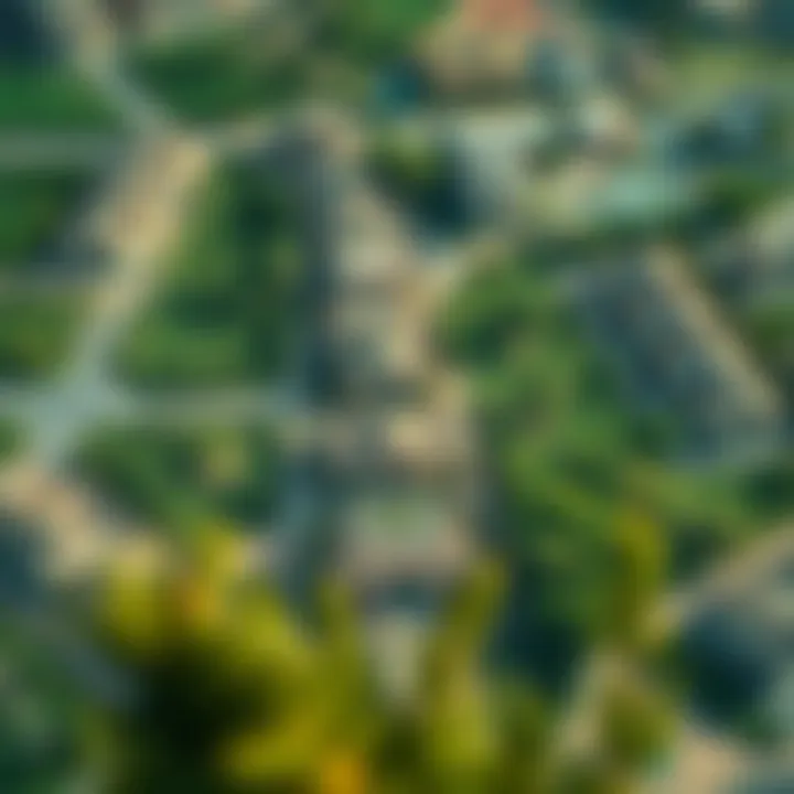 Aerial view of Al Shaab Village showcasing its layout and greenery