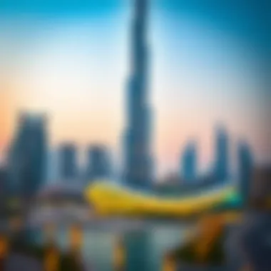 The Burj Khalifa towering over the Dubai skyline