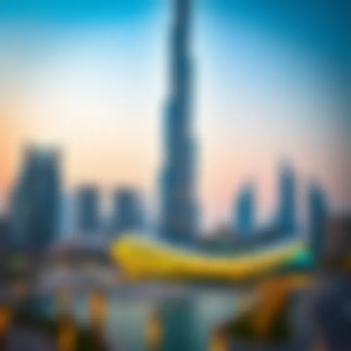 The Burj Khalifa towering over the Dubai skyline