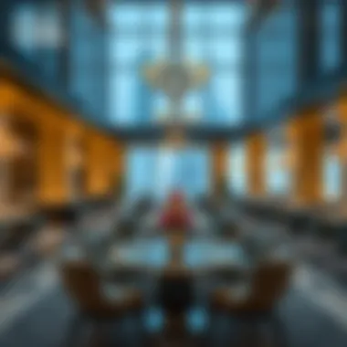 An elegant dining setup within the Avenue at Etihad Towers featuring luxurious decor