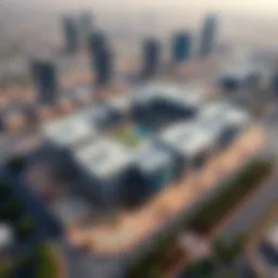 Aerial view of Barsha Business Square showcasing modern architecture and surrounding amenities