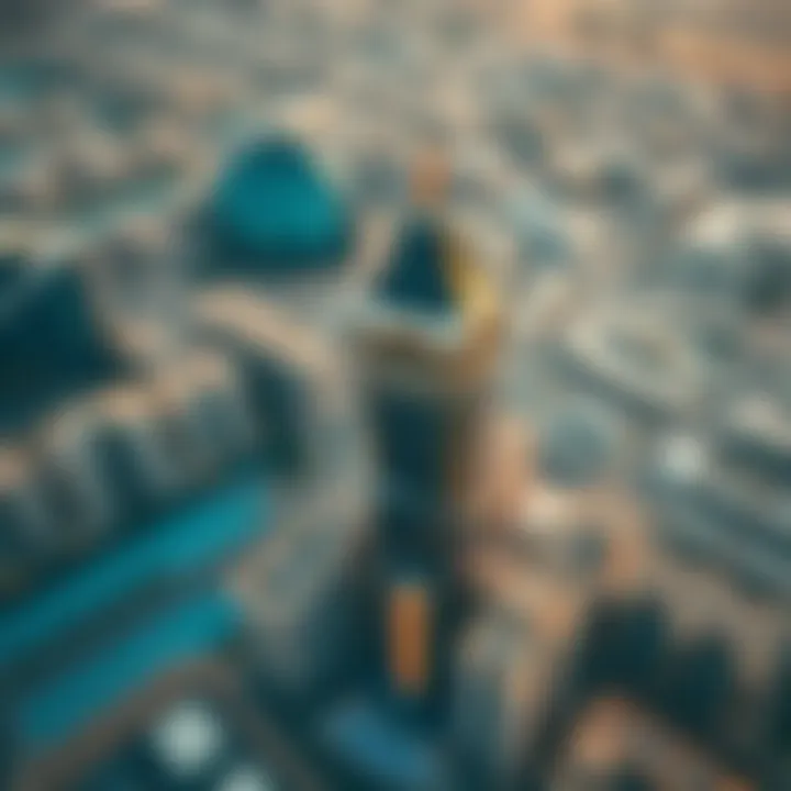 Bedaia Building: Aerial View of Dubai's Skyline Integration Aerial perspective of the Bedaia Building integrated into Dubai's skyline
