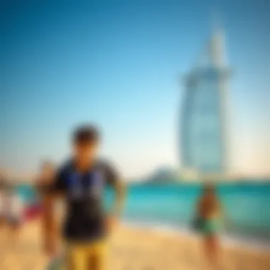 Visitors enjoying recreational activities at Burj Al Arab Beach
