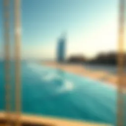 Stunning view of Burj Al Arab Beach with crystal clear waters