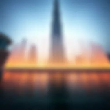 A mesmerizing display of water dancing in sync with music under the Burj Khalifa