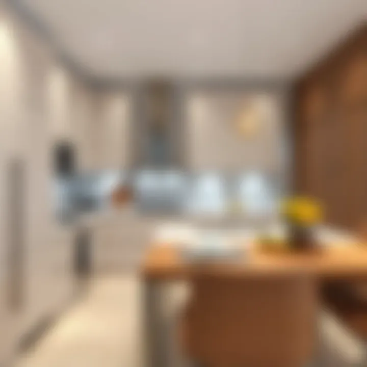 Spacious kitchen layout with modern appliances