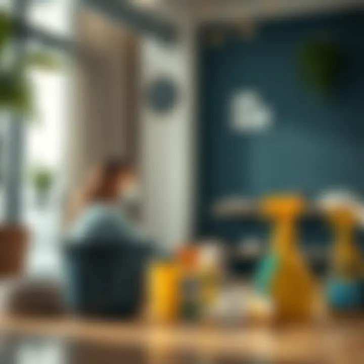 Eco-friendly cleaning products in use