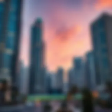 High-rise buildings in Dubai showcasing gleaming facades