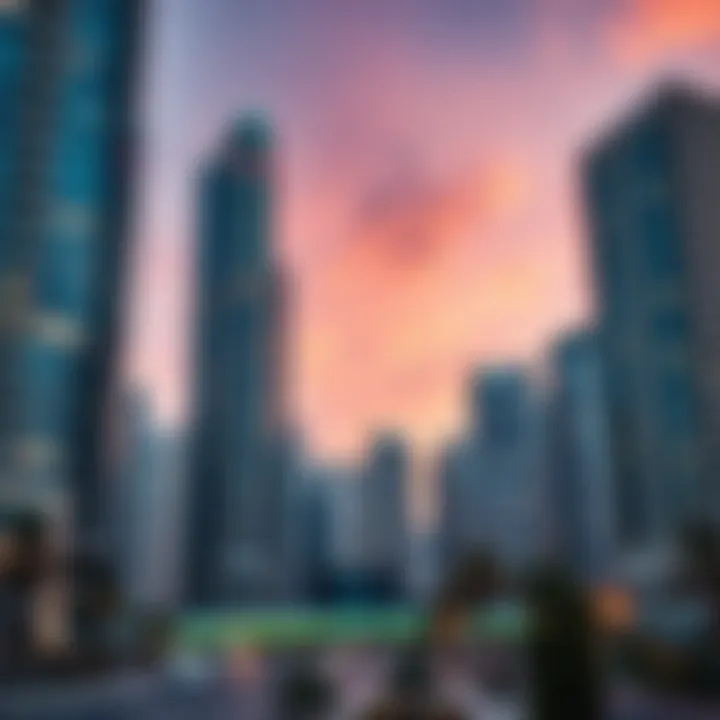 High-rise buildings in Dubai showcasing gleaming facades