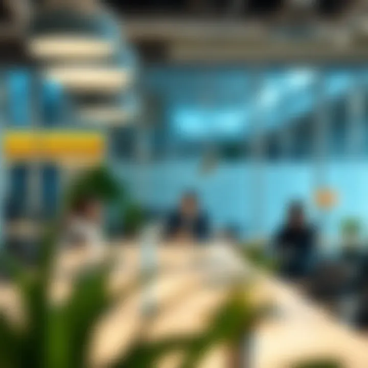 Corporate Collaboration in Shared Spaces A corporate team utilizing a shared office space for strategic meetings