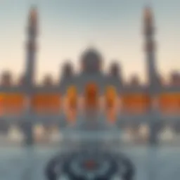 Majestic view of the Sheikh Zayed Grand Mosque at dusk