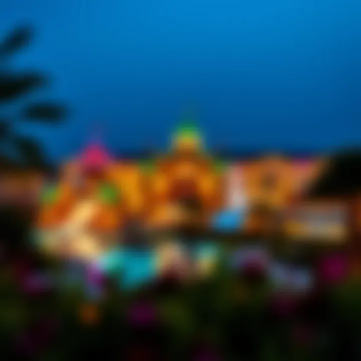 Night View of Damac Hills 2 Water Park Night view of Damac Hills 2 Water Park illuminated with colorful lights