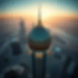 Aerial view of Dome Tower Jaddaf showcasing its unique architectural design