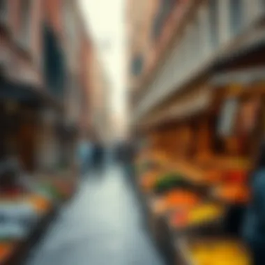 A bustling market scene in Venice capturing the essence of local life
