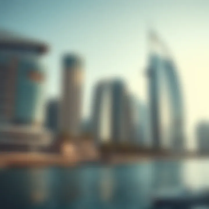 Modern skyscrapers by the waterfront in Dubai reflecting innovation