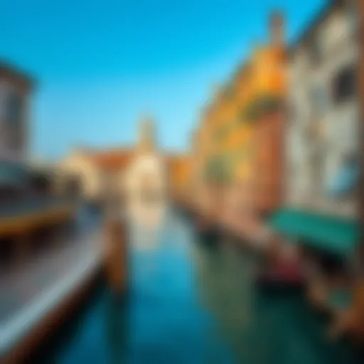 A view of the iconic canals in Venice showcasing historic architecture