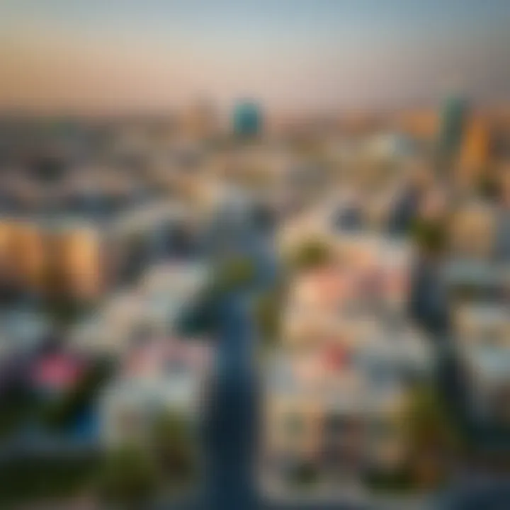 Aerial view of a vibrant neighborhood in Dubai
