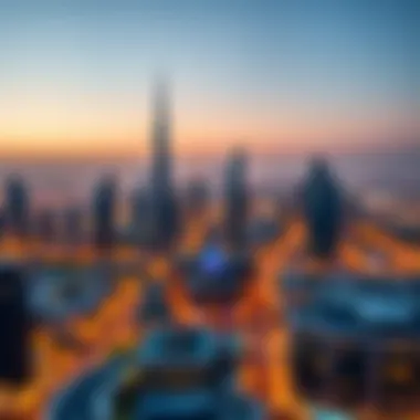 Skyline View from Emaar Downtown Views 2 Panoramic skyline view from Emaar Downtown Views 2 illustrating urban vibrancy