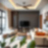 Modern 1 BHK apartment living room showcasing contemporary design