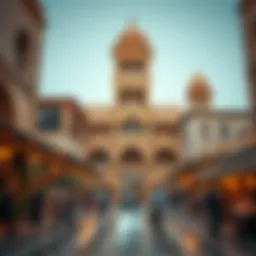 A view of Al Seef Market showcasing its traditional architecture and vibrant atmosphere.