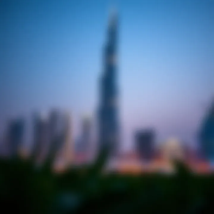Majestic view of Al Sharaf Tower against the Dubai skyline