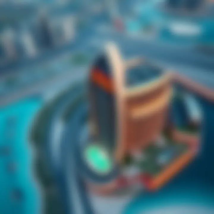 Aerial view showcasing the architectural elegance of Burj Vista