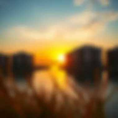 Stunning sunset view over the water at Damac Lakeside highlighting its scenic beauty