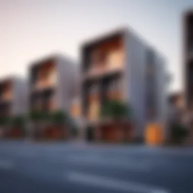 Modern residential buildings highlighting the architectural diversity in Kamat Qusais