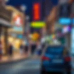 A vibrant street view of Karama showcasing local shops and bustling life.