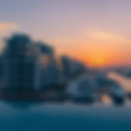 Stunning view of Marina Suites at sunset