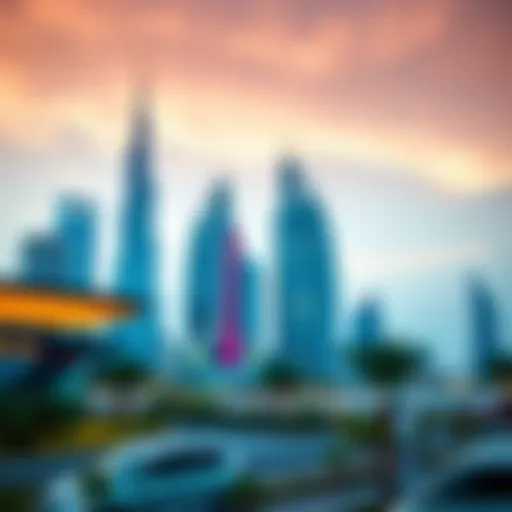 Dubai's Modern Architectural Marvels Vibrant skyline of Dubai showcasing modern architecture