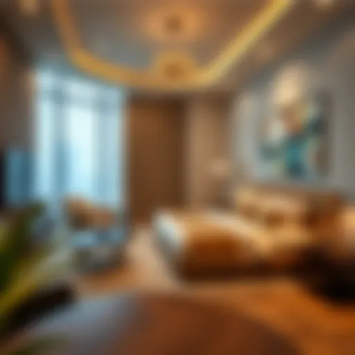 Luxurious one-bedroom apartment interior in Dubai