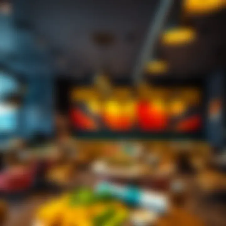 Vibrant Design Elements Vibrant colors and textures in a restaurant interior