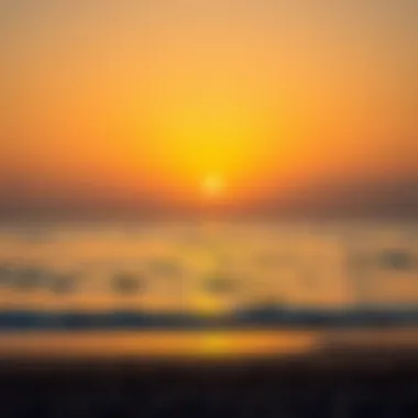 Sunset Serenity at Dubai Beach A sunset view over a tranquil beach in Dubai, perfect for romantic moments.