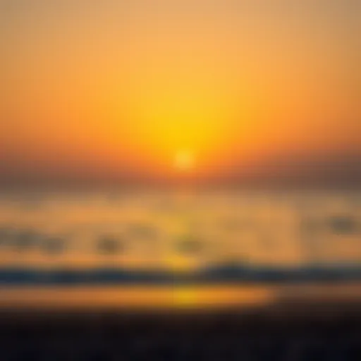 Sunset Serenity at Dubai Beach A sunset view over a tranquil beach in Dubai, perfect for romantic moments.