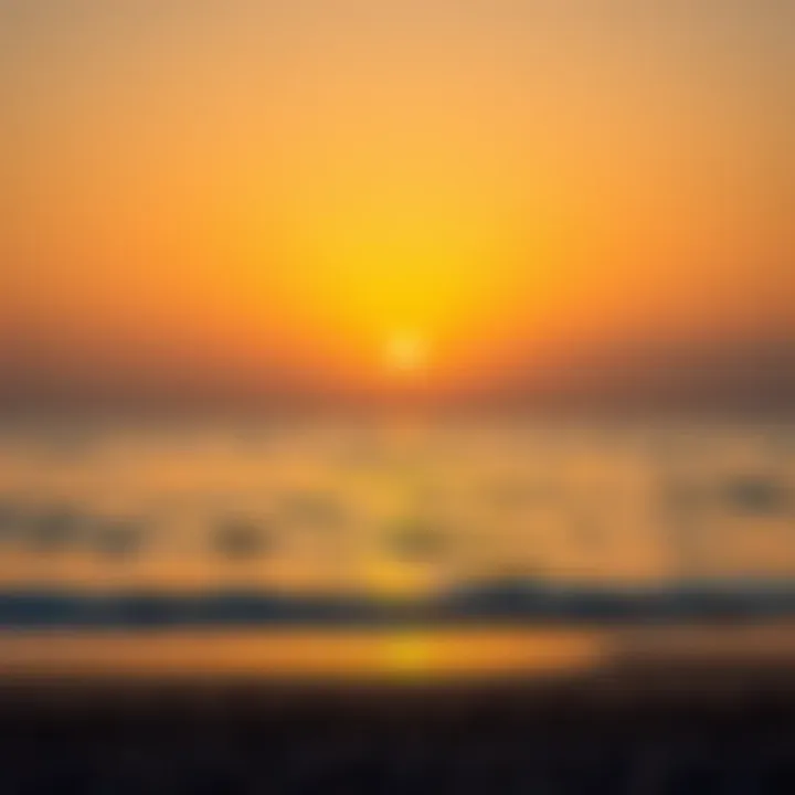 Sunset Serenity at Dubai Beach A sunset view over a tranquil beach in Dubai, perfect for romantic moments.