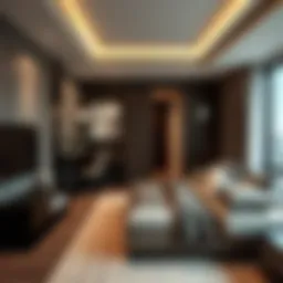 A modern room interior showcasing contemporary design elements.