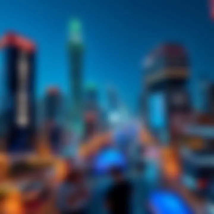 Vibrant View of Internet City A vibrant view of Internet City highlighting its technological infrastructure.
