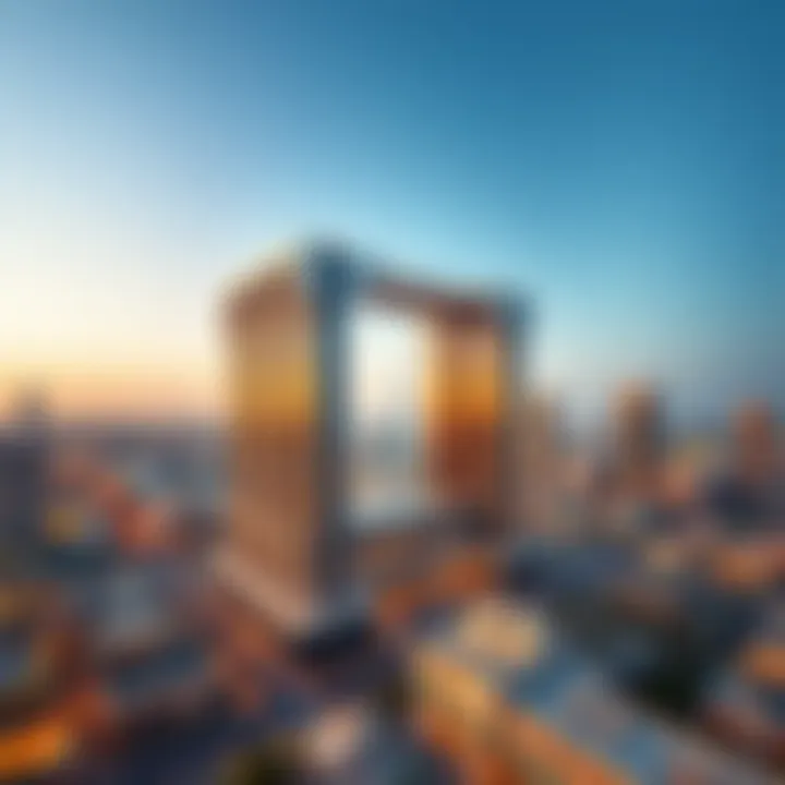 Al Qasimia Building: A Landmark in Dubai Aerial view of Al Qasimia Building within Dubai's urban landscape