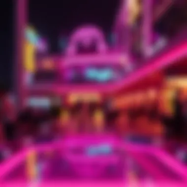 Nightlife in Pink Dubai Nightlife scene in Pink Dubai with glowing lights and trendy venues