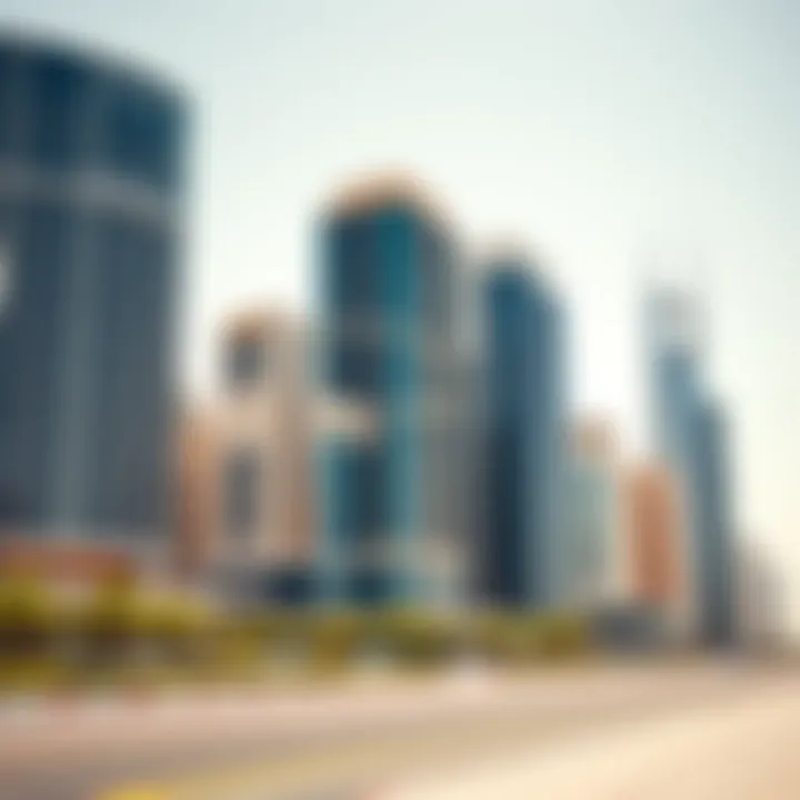 Dubai Skyline Featuring Damac Offices Vibrant Dubai skyline with Damac office buildings