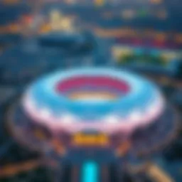 Aerial view of Dubai Arena showcasing its architectural design