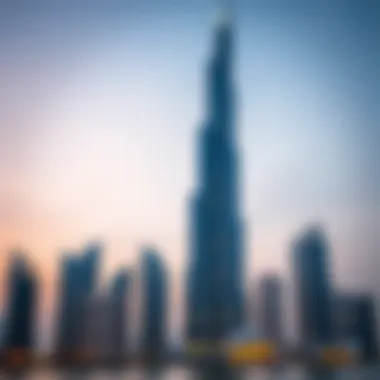 Stunning view of Dubai Marina Tower against a twilight sky