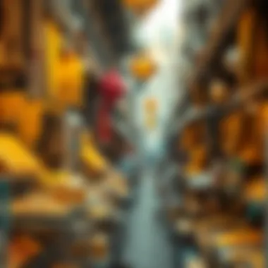 Vibrant market scene filled with gold vendors