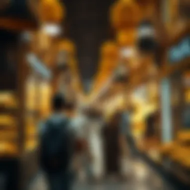 Visitors exploring the shimmering gold displays