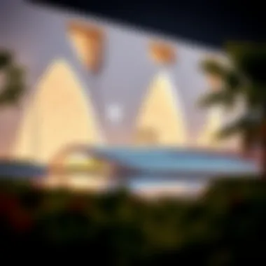 The museum's captivating exterior at night