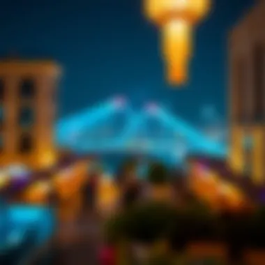 Nighttime ambiance of the Nabeel Rooftop, highlighting its vibrant social setting.